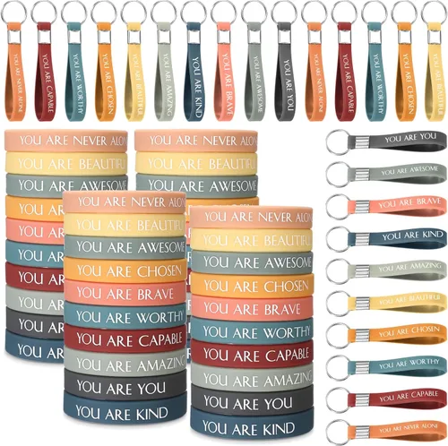 Miniatura 8 de Sratte 120 pulseras motivacionales, regalos inspiradores, llaveros inspiradores, regalo de agradecimiento para la semana de CNA, profesores
