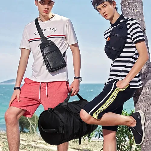 Miniatura 8 de Pequeña bolsa de gimnasio para hombres y mujeres, mochila de gimnasio negra con compartimento para zapatos, mochila de fin de semana, bolsa