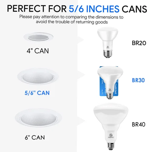 Miniatura 3 de Energetic Bombillas LED BR30 para interiores, equivalente a 65 W, regulable, luz diurna 5000K, luces de inundación interiores para latas empotradas
