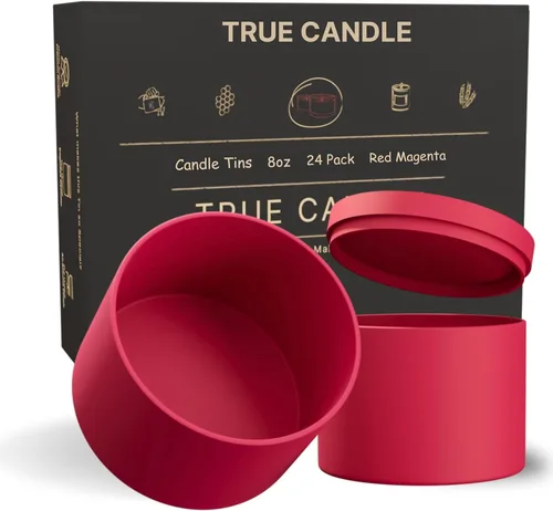 Miniatura 10 de True Candle Latas para hacer velas – Paquete de 24 recipientes de vela negros de 4 onzas a granel de 4 onzas – Latas vacías con tapas para velas