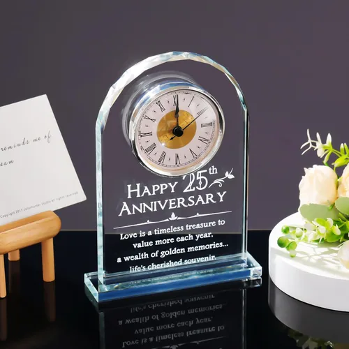 Miniatura 4 de YWHL Regalos de Reloj del 25º Aniversario de Boda para Pareja, Regalos de Recuerdo del 25º Aniversario para Esposo/Esposa, Decoración de Reloj