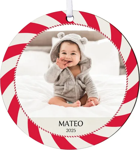 Miniatura 12 de Let's Make Memories Adorno personalizado para la primera Navidad del bebé, adorno de recuerdo 2025, mi primera Navidad, pies de bebé, corazón