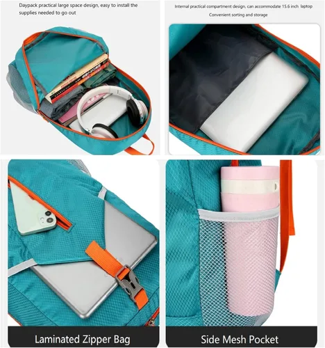 Miniatura 3 de levayhill Mochila de senderismo plegable de 25 L, ligera, plegable, básica, plegable, resistente al agua, para viajes, hombres y mujeres, camping