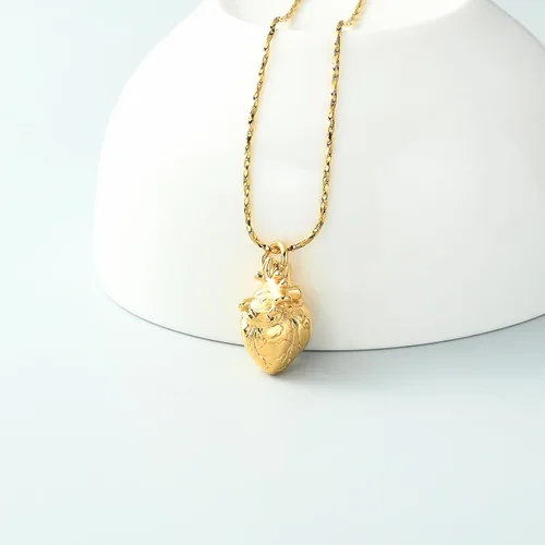 Miniatura 30 de Imrsanl Collar con colgante de joyería de cremación para cenizas – Collar anatómico de urna de corazón para cenizas – Medallones conmemorativos