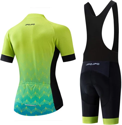 Miniatura 2 de Conjunto de jersey de ciclismo para mujer, pantalones cortos con peto, ropa de bicicleta de verano