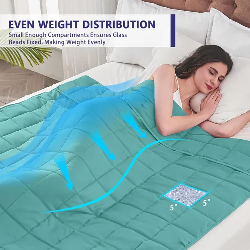 Miniatura 136 de Yescool - Manta con peso para adultos (15 libras, 60 x 80 pulgadas, azul), manta de enfriamiento pesada para dormir, 140-160 libras, manta