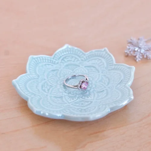 Miniatura 6 de PUDDING CABIN Plato para anillos de mandala azul, regalo de cumpleaños para amigas, mujeres, madres y niñas