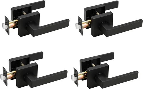 Miniatura 4 de Probrico Manijas de Puerta Negras Planas de Servicio Pesado Palancas Cuadradas de Privacidad para Puertas Interiores Manijas de Puerta para Negro