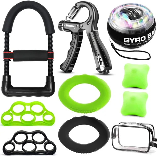Kit de entrenamiento fortalecedor de agarre de mano (10 piezas) entrenador de fuerza de agarre de manos, agarre de antebrazo, ejercitador de dedos,
