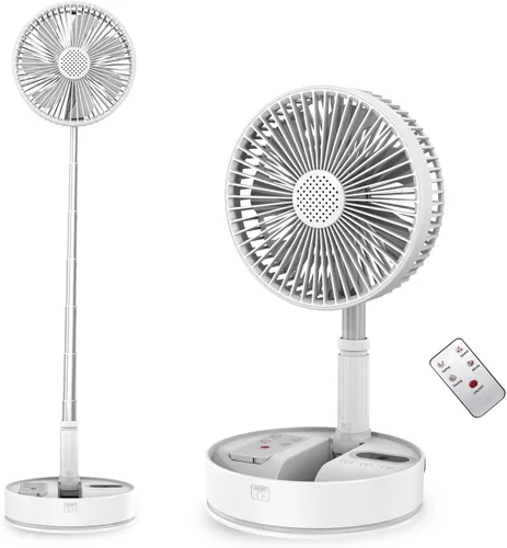 Miniatura 9 de UN UNITEDTIME Ventilador portátil, Mi ventilador de viaje plegable con temporizador de control remoto, funciona con pilas o alimentado por USB, Negro