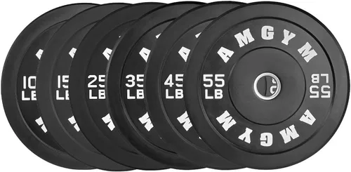 Miniatura 4 de Discos de peso olímpicos de 2 pulgadas y caucho para barras, discos para gimnasio en casa, entrenamiento de fuerza y levantamiento de pesas, 10 a