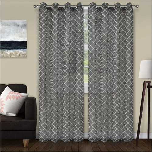 Miniatura 12 de Superior Cortinas de jacquard en cascada metálicas, detalles de ventana, sólidas, texturizadas, modernas, de transición, estilo tradicional