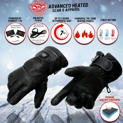 Miniatura 2 de Milwaukee Leather Men's and Women's Cold Weather Gloves with Heating Tech for Motorcycle, Hunting, Outdoor Use