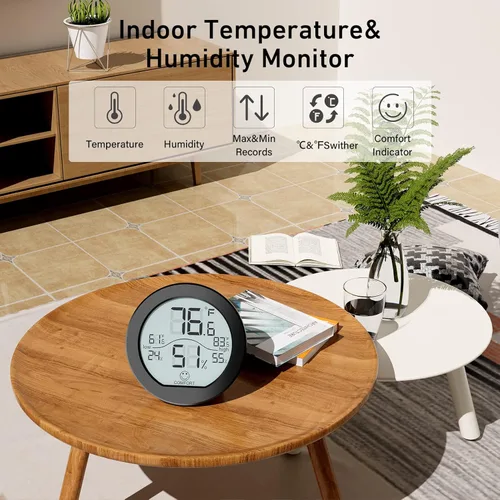 Miniatura 2 de SECRUI Higrómetro Termómetro para Temperatura de Habitación Medidor de Humedad Termómetro Interior Calibración de Precisión Sensor de Temperatura