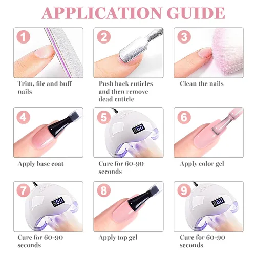Miniatura 8 de RARJSM Esmalte de uñas de gel con base de goma de fibra de vidrio rosa y flor de cerezo desnudo, para reparar uñas rotas, fortalecedor, capa base