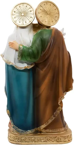Miniatura 3 de Estatua de interior de la Sagrada Familia Cuenta con María y José sosteniendo al niño Jesús Decoración cristiana clásica para el hogar Gran