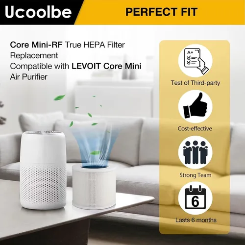 Miniatura 2 de Paquete de 2 mini filtros de repuesto para mini purificadores de aire LEVOIT Core, repuesto de filtro HEPA H13, filtro de alta eficiencia 3 en 1
