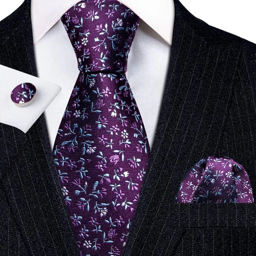 Miniatura 81 de Barry.Wang Corbatas de seda para hombre, diseño de lunares, gemelos cuadrados de bolsillo, gemelos para negocios, boda