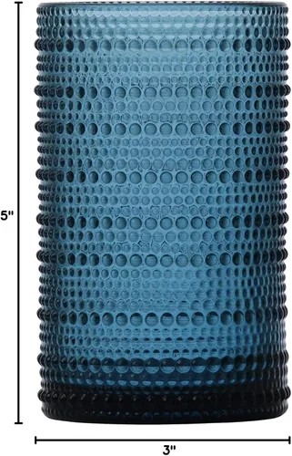 Miniatura 2 de Fortessa Jupiter - Vaso de hobnail con cuentas, 13 onzas (juego de 4), azul aciano Azul Cornflower