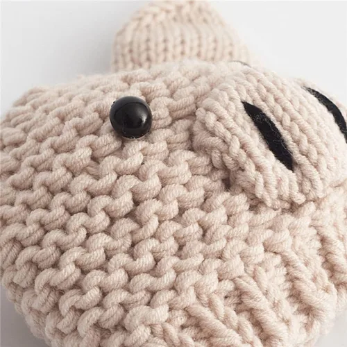 Miniatura 3 de Sombrero de punto para recién nacido, accesorios para fotografía de bebé, accesorios para fotos de cerdo de dibujos animados, color beige