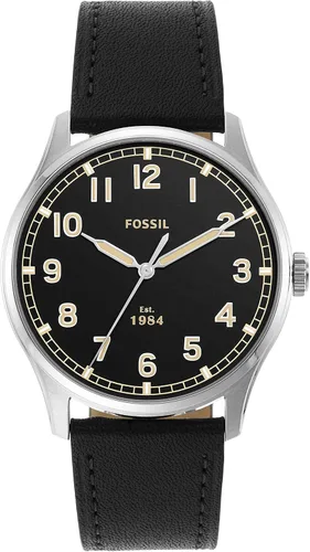 Fossil Dayliner - Reloj de cuarzo minimalista delgado de acero inoxidable y cuero para hombre