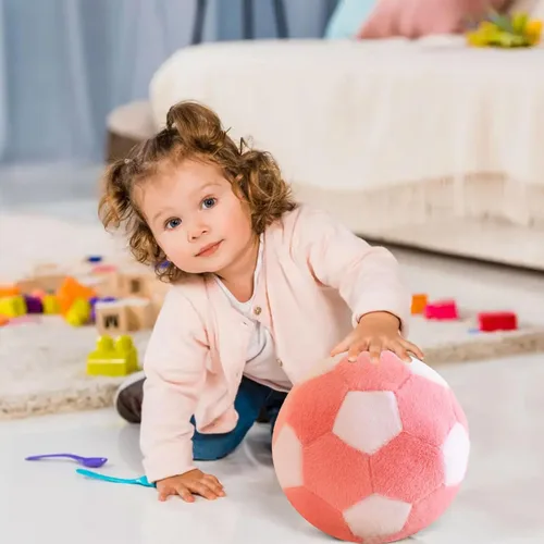 Miniatura 5 de Almohada en forma de bola de fútbol con forma de bola de fútbol para decoración de habitación, rosa, 9.8 pulgadas