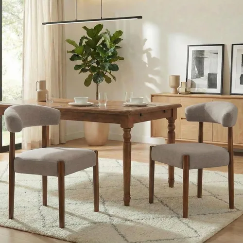 Miniatura 25 de VKNOW Juego de 2 sillas de comedor de madera, modernas sillas de comedor tapizadas con patas de madera de nogal y respaldo curvo, sillas de cocina