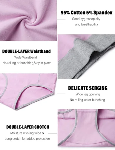 Miniatura 4 de POKARLA - Ropa interior de algodón y con cintura alta para mujer, es suave, es transpirable, son calzones elásticos, con talla regular