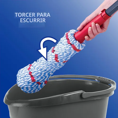 Miniatura 3 de O-Cedar MicroTwist MAX - Trapeador giratorio de microfibra con 1 repuesto adicional, cuenta con escurrir manos libres, cabezal de fregona extra