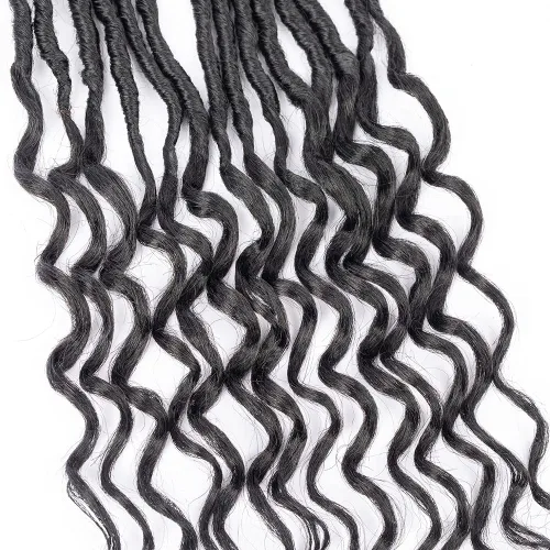 Miniatura 5 de Cabello de Ganchillo Goddess Locs de 12 Pulgadas 8 Paquetes Nuevos Locs Sintéticos Suaves Trenzas de Ganchillo Ondas Profundas Extensiones de 1b