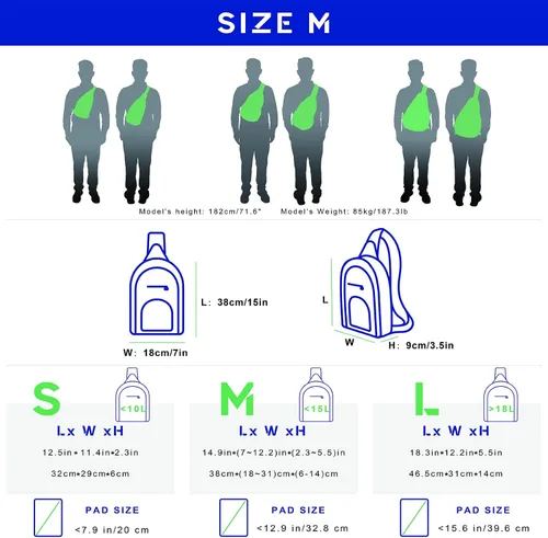 Miniatura 67 de WATERFLY Bolsa pequeña de senderismo: mochila cruzada para el pecho, mochila para hombres y mujeres con correa de hombro agradable a la piel