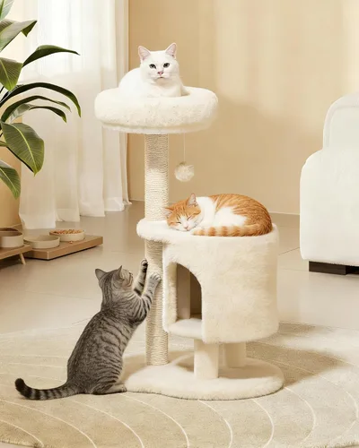 Miniatura 2 de Árbol para gatos, torre para gatos de 34.3 pulgadas con poste rascador, condominio, bola colgante interactiva, percha de felpa para gatos grandes