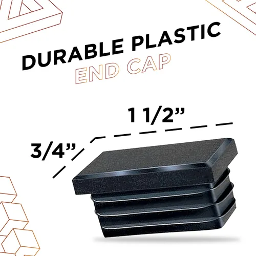 Miniatura 2 de Prescott Plastics Tapas de plástico acanaladas de 3/4 x 1 1/2 pulgadas, tapas rectangulares de tubo de metal negro, fuertes inserciones de patas