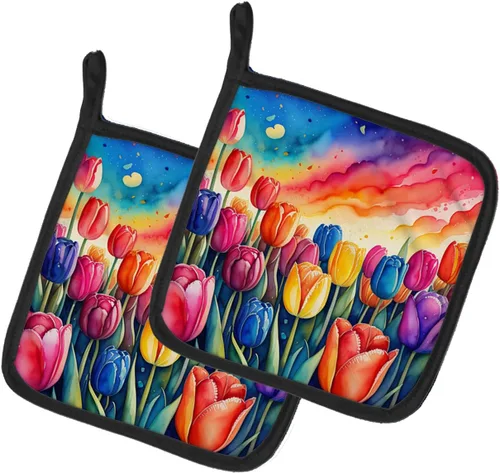 Miniatura 12 de Caroline's Treasures Juego de soportes para ollas de cocina coloridos de Asters, resistentes al calor, almohadillas calientes para cocinar, hornear
