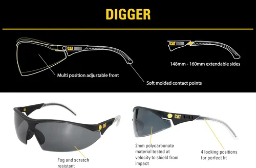 Miniatura 4 de CAT DIGGER - Gafas de seguridad antivaho ajustables sin montura