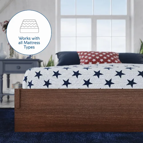 Miniatura 4 de Decoro Liberty - Cama de plataforma de madera, acabado de nogal, tamaño Queen