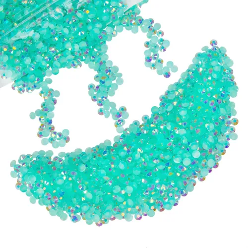 qiipii - 5000 piezas, 4 mm, estrases AB de resina color aguamarina verde para manualidades, piedras de gel planas verde agua AB, gemas al por mayor,