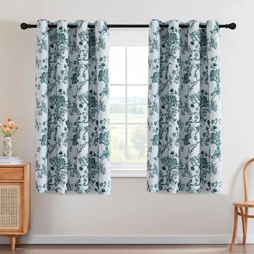Miniatura 19 de H.VERSAILTEX - Cortinas opacas de 63 pulgadas de largo, juego de 2 paneles, estampado floral, cortinas de estilo campestre para sala de estar