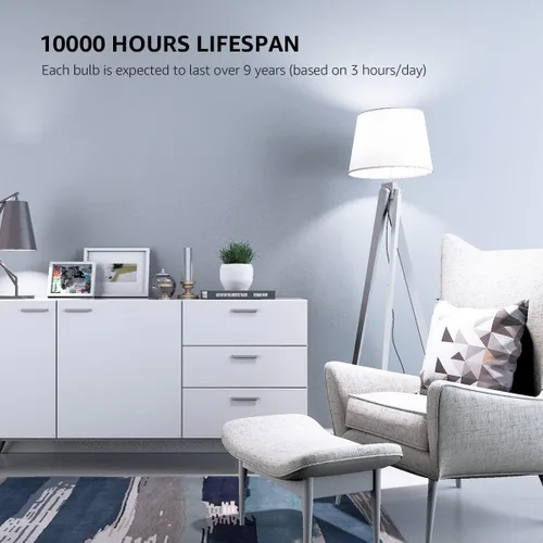 Miniatura 2 de Lepro Bombillas LED equivalentes a 100 W, 14 W, 1500 lúmenes, luz blanca diurna 5000 K, no regulable, base estándar A19 E26, vida útil de 10000 Luz
