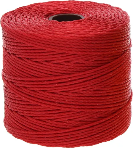 Miniatura 2 de The Beadsmith S-Lon - Cordón de nailon trenzado de 0.020 in para cuerda, color rojo oscuro, TEX210, carrete de 77 yardas