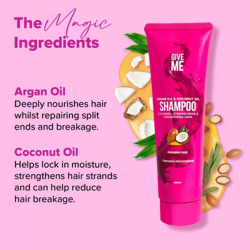 Miniatura 2 de Give Me Cosméticos, champú, limpia, nutre y fortalece, reduce la pérdida de cabello y la fragilidad con aceite de argán, coco y macadamia, además