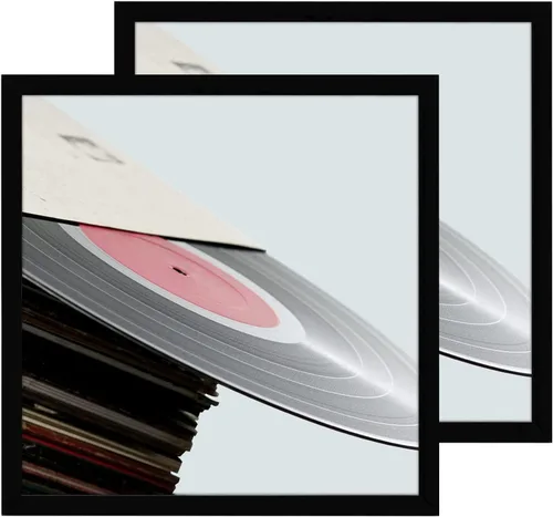 Miniatura 35 de eletecpro Marcos de discos de vinilo de 7 x 7 pulgadas para galería, decoración de pared negra resistente y ligera, marcos LP fáciles de colgar, se