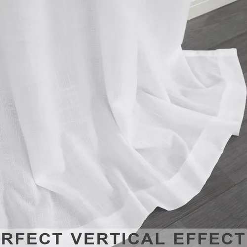 Miniatura 8 de Cortinas blancas puras de 38 pulgadas de ancho para dormitorio, juego de 2 paneles de cortinas de privacidad con bolsillo para barra, cortinas