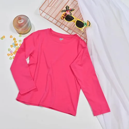 Miniatura 5 de Semois Paquete de 5 camisetas de manga larga para niñas, algodón suave, cuello redondo, camisetas básicas de manga larga para niñas pequeñas