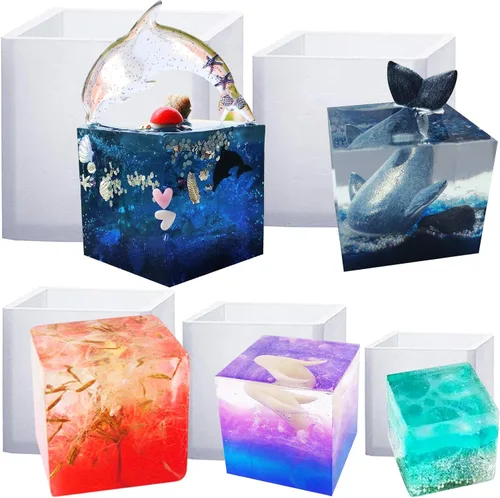 Funshowcase Molde de silicona para pisapapapeles en forma de cubo para manualidades de arcilla polimérica, fabricación de jabón, resina epoxi,