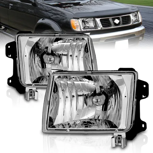 AmeriLite para Nissan 1998-2000 Frontier / 2001 Xterra Faros Delanteros de Repuesto Transparentes Cristalinos Par - Lado del Pasajero y del Conductor