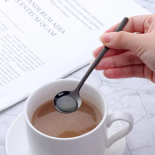 Miniatura 6 de Cucharas de café negras de acero inoxidable 18/10, 8 piezas
