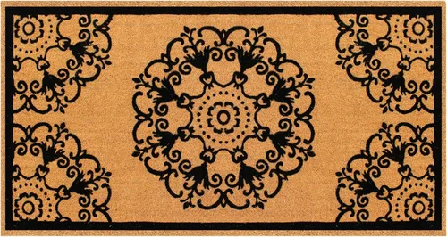 Miniatura 15 de A1HC - Felpudo de fibra de coco natural para entrada exterior, tratado antidesprendimiento, resistente, perfil delgado, fácil de limpiar y Negro