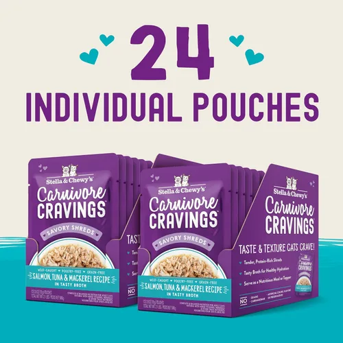 Miniatura 7 de Stella & Chewy's Carnivore Cravings - Alimento húmedo para gatos, bolsas de primera calidad, sin granos, salmón, atún y caballa con alto contenido