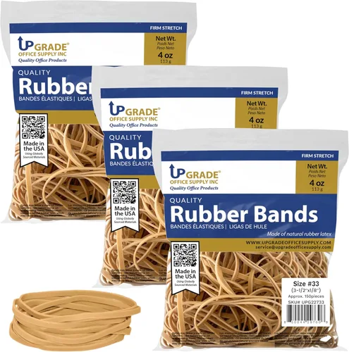 Miniatura 6 de Upgrade Office Supply UPG22733 Bandas de goma, tamaño #33 (3-1/2 pulgadas x 1/8 pulgadas), 150 bandas, 1/4 libras, EE. UU
